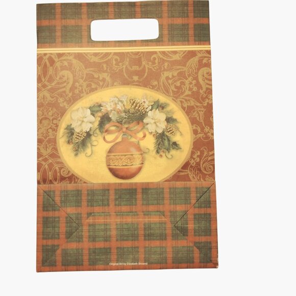 Holiday Gift Bag Classic Christmas Plaid Ornament Design Small 8x5 - Picture 3 of 3